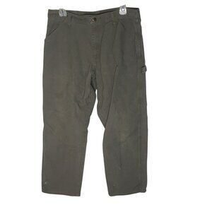 Rustler Pants Mens 34x32 Green Carpenter Work Utility Cotton Canvas Casual Chore